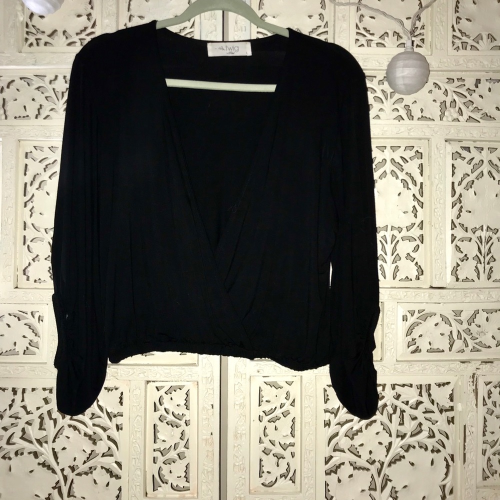 Black cross front blouse
